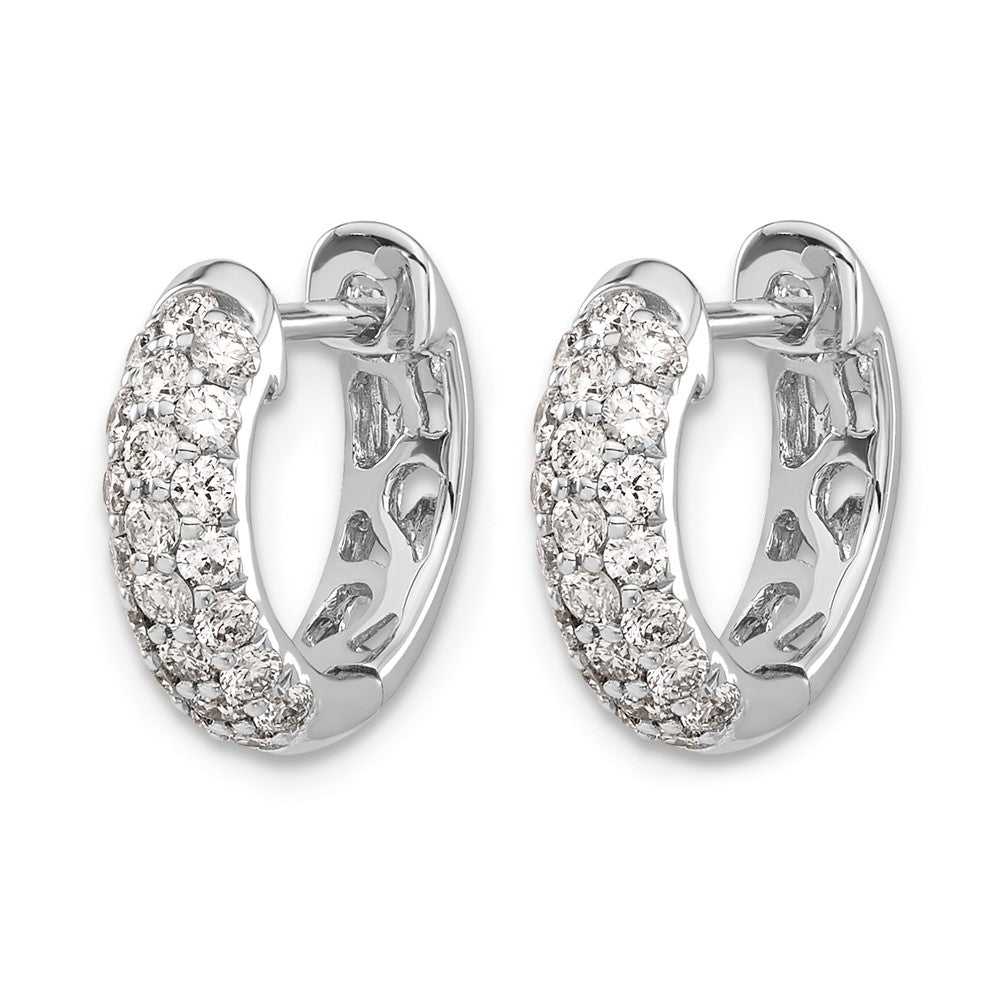 14k White Gold 5/8 carat Diamond Pave Hinged Hoop Earrings