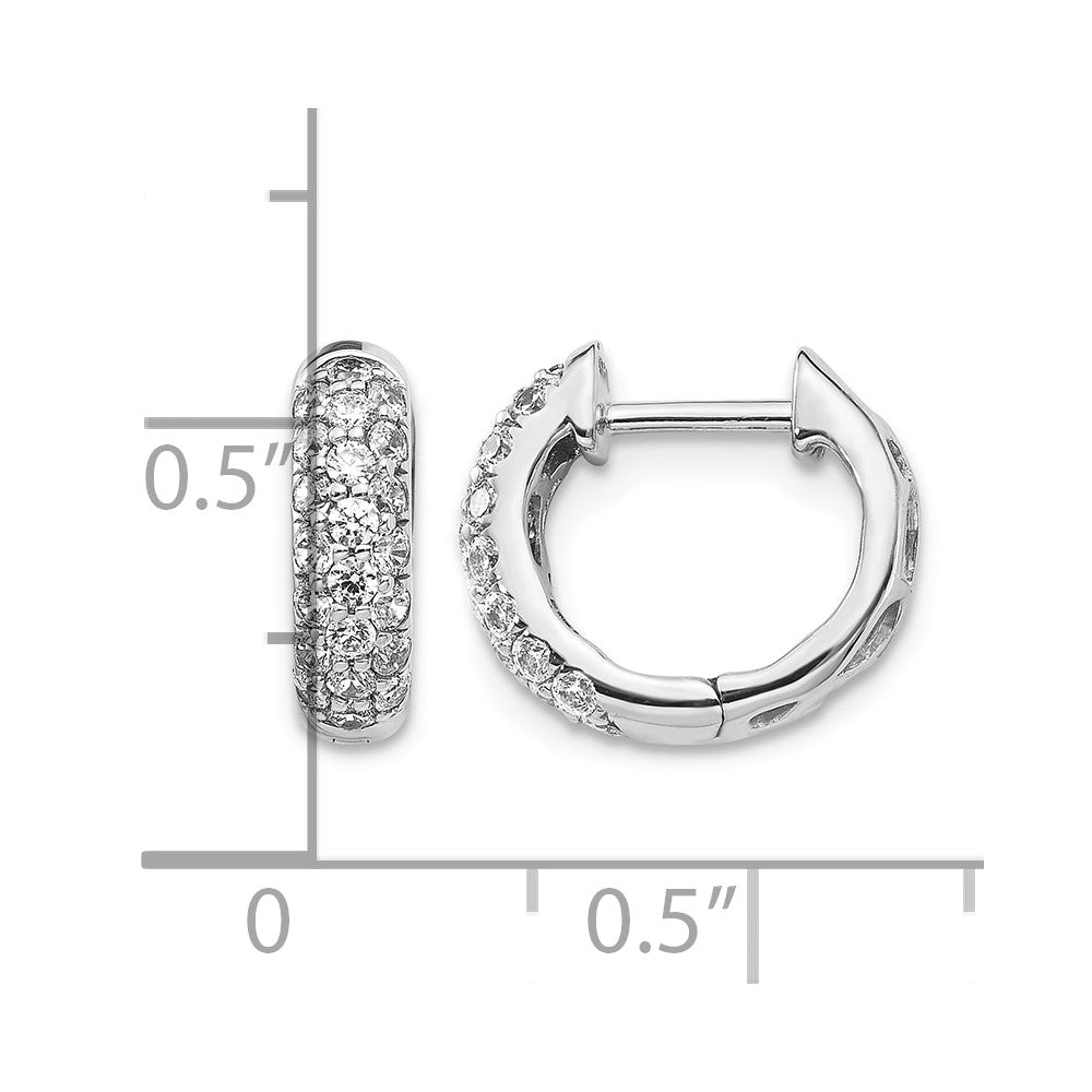 14k White Gold 5/8 carat Diamond Pave Hinged Hoop Earrings