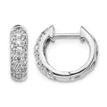 14k White Gold 5/8 carat Diamond Pave Hinged Hoop Earrings