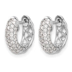 14k White Gold 3/4 carat Diamond Pave Hinged Hoop Earrings