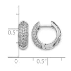 14k White Gold 3/4 carat Diamond Pave Hinged Hoop Earrings