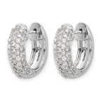 14k White Gold 1 carat Diamond Pave Hinged Hoop Earrings