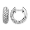 14k White Gold 1 carat Diamond Pave Hinged Hoop Earrings