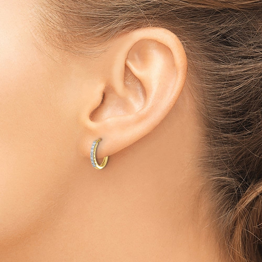 14k 1/6 carat Diamond Hinged Hoop Earrings