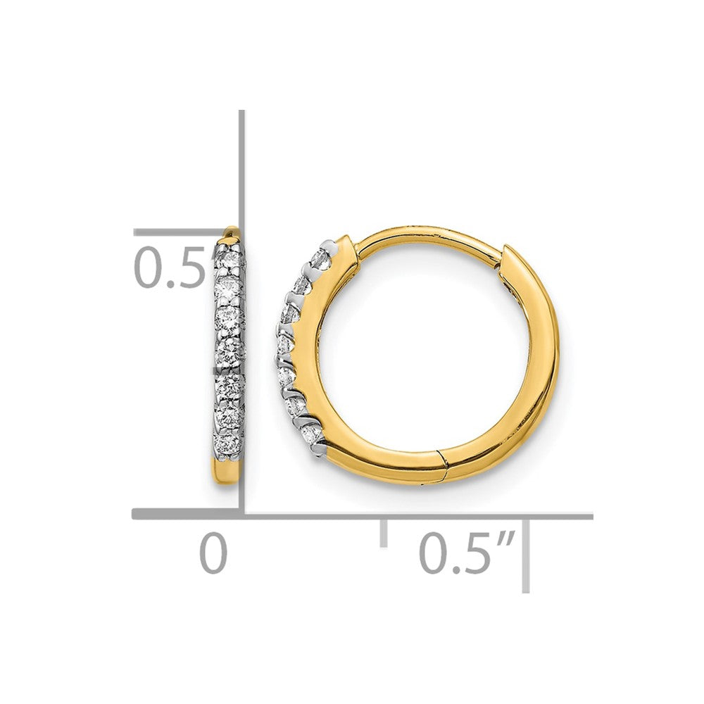 14k 1/6 carat Diamond Hinged Hoop Earrings