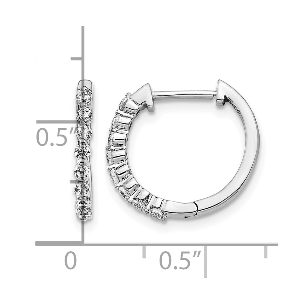 14k White Gold 1/3 carat Diamond Hinged Hoop Earrings