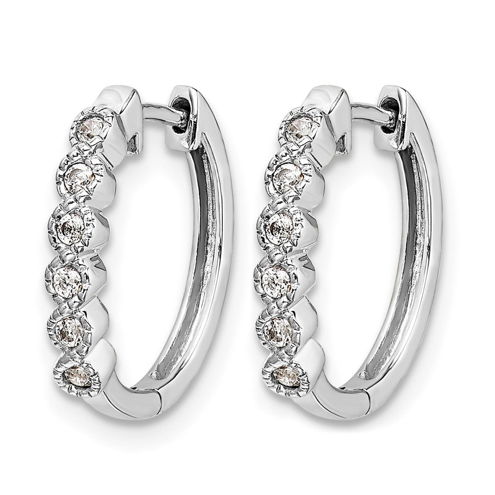 14k White Gold 1/8 carat Diamond Hinged Hoop Earrings