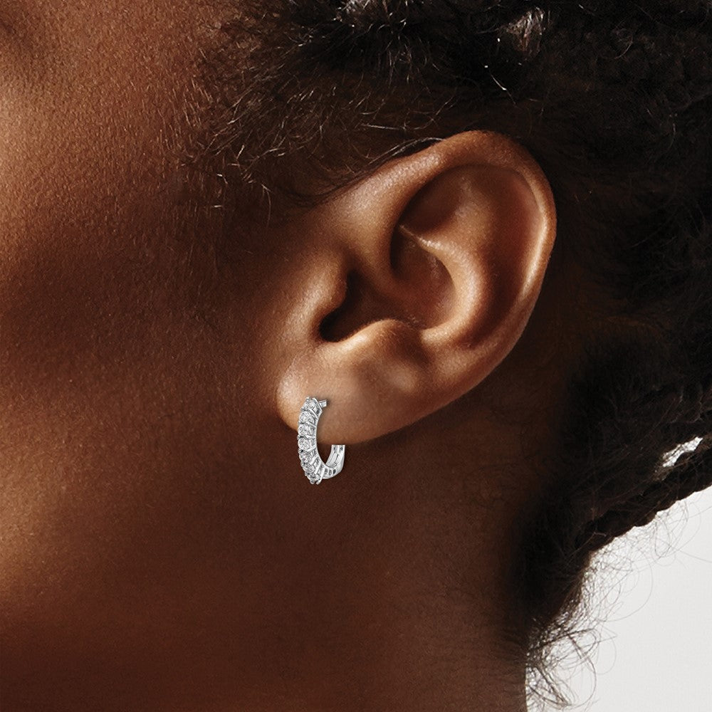14k White Gold 3/8 carat Diamond Fancy Hinged Earrings