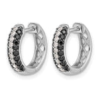 14k White Gold 3-row 1/2 carat White/Black Diamond Hinged Hoop Earrings