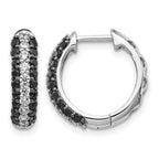 14k White Gold 3-row 1 carat White/Black Diamond Hinged Hoop Earrings