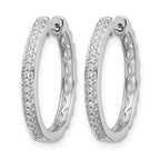 14k White Gold 1/6 carat Diamond 2mm Hinged Hoop Earrings
