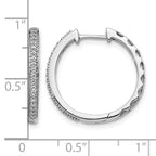 14k White Gold 1/6 carat Diamond 2mm Hinged Hoop Earrings