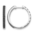 14k White Gold 1/6 carat Black Diamond 2mm Hinged Hoop Earrings