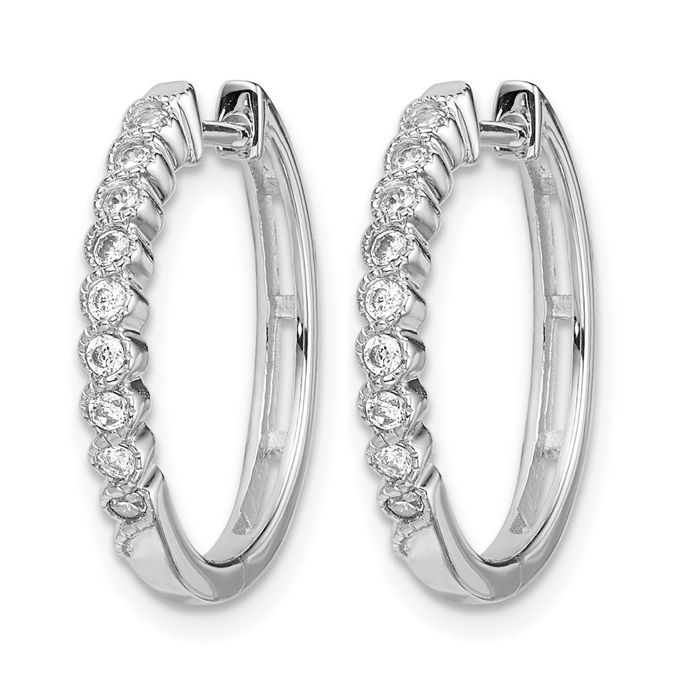14k White Gold 1/4 carat Lab Grown Diamond VS/SI+ G+ Complete Hinged Hoop Earrings