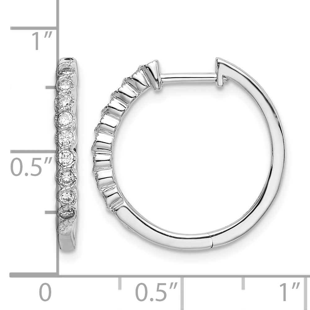 14k White Gold 1/4 carat Lab Grown Diamond VS/SI+ G+ Complete Hinged Hoop Earrings