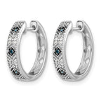 14k White Gold 1/10 carat Blue/White Diamond Hinged Hoop Earrings
