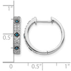 14k White Gold 1/10 carat Blue/White Diamond Hinged Hoop Earrings