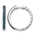 14k White Gold 1/6 carat Blue Diamond 2.2mm Hinged Hoop Earrings