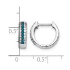 14k White Gold 3-row 1/3 carat Blue/White Diamond Hinged Hoop Earrings