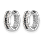 14k White Gold 3-row 1/3 carat Black/White Diamond Hinged Hoop Earrings