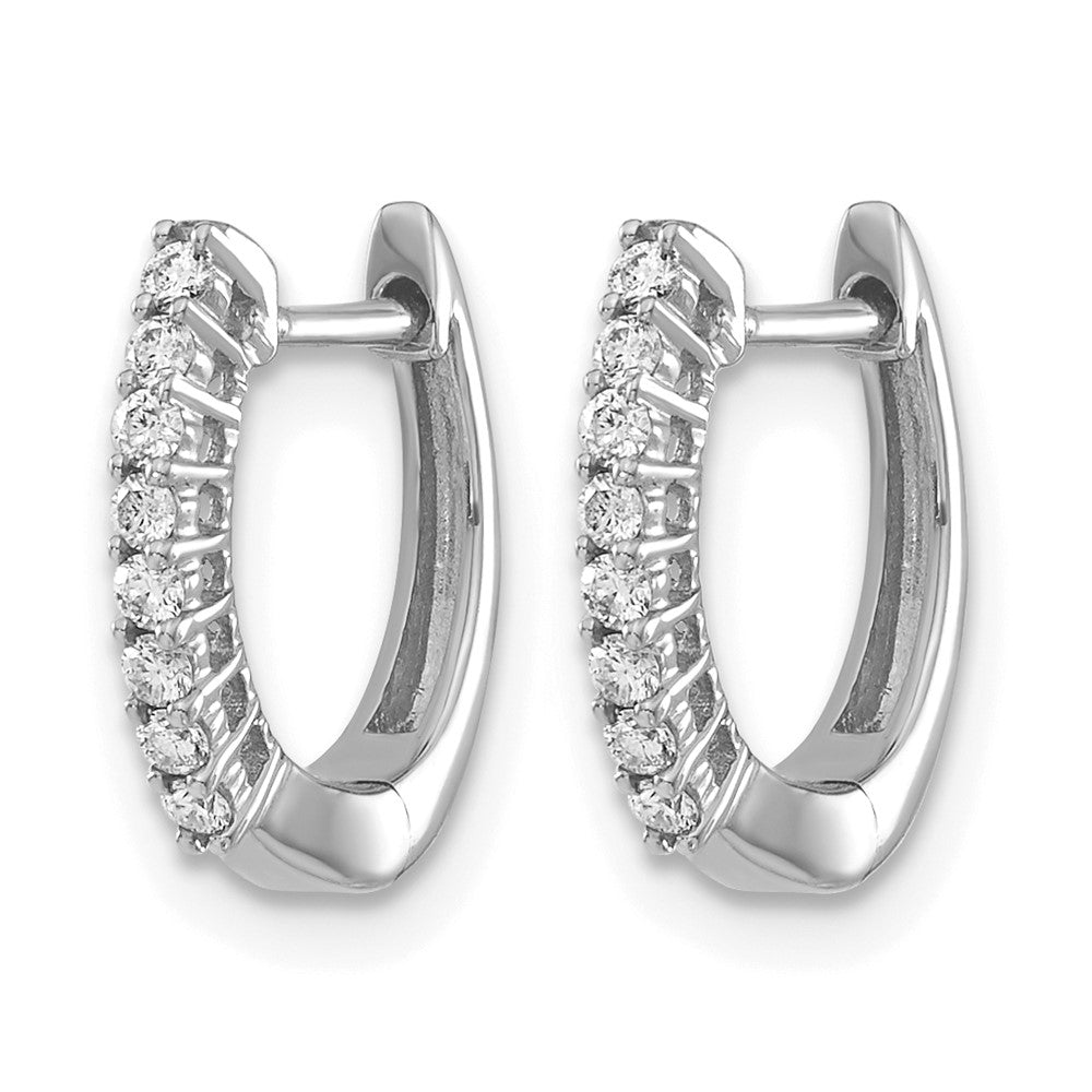 14k White Gold 1/6 carat Diamond Hinged Hoop Earrings