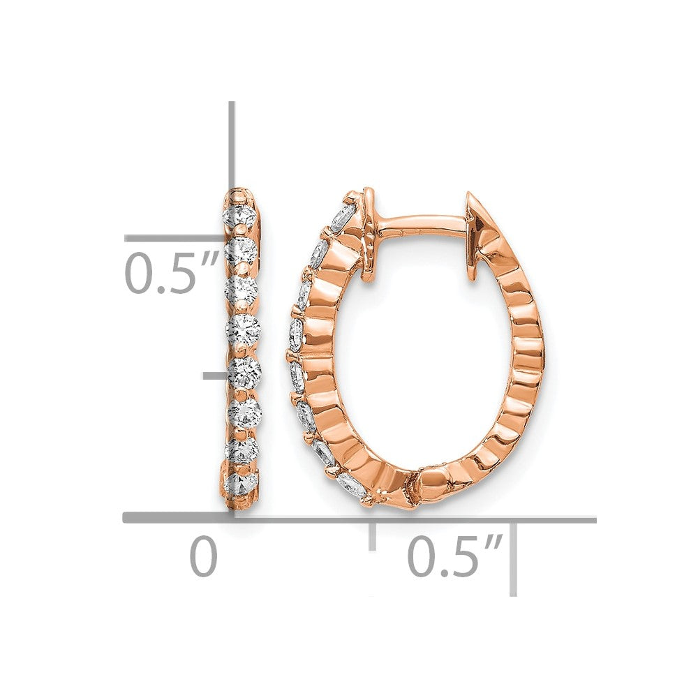 14k Rose Gold 1/4 carat AA Diamond Hinged Hoop Earrings