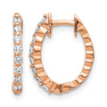 14k Rose Gold 1/4 carat AA Diamond Hinged Hoop Earrings