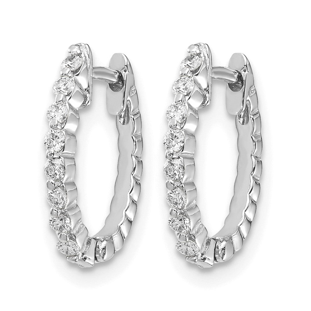 14k White Gold 1/4 carat AA Diamond Hinged Hoop Earrings