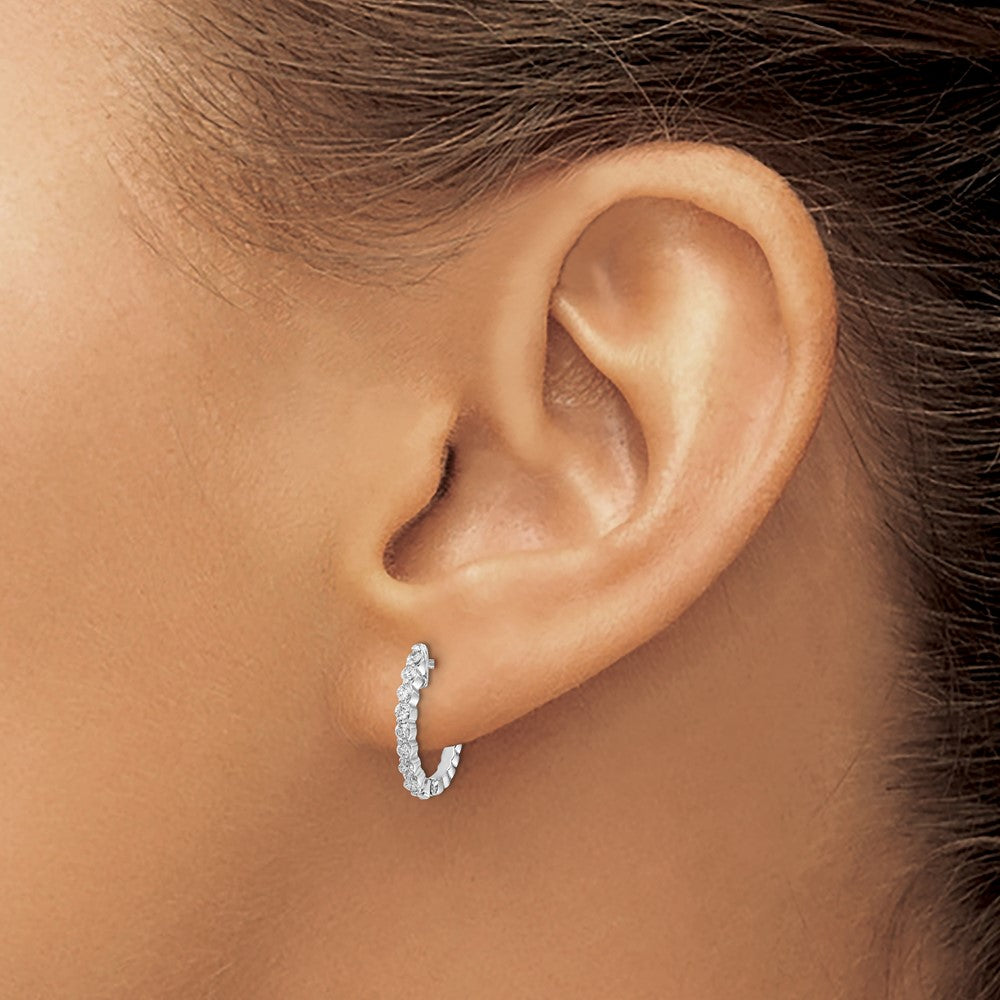 14k White Gold 1/4 carat AA Diamond Hinged Hoop Earrings