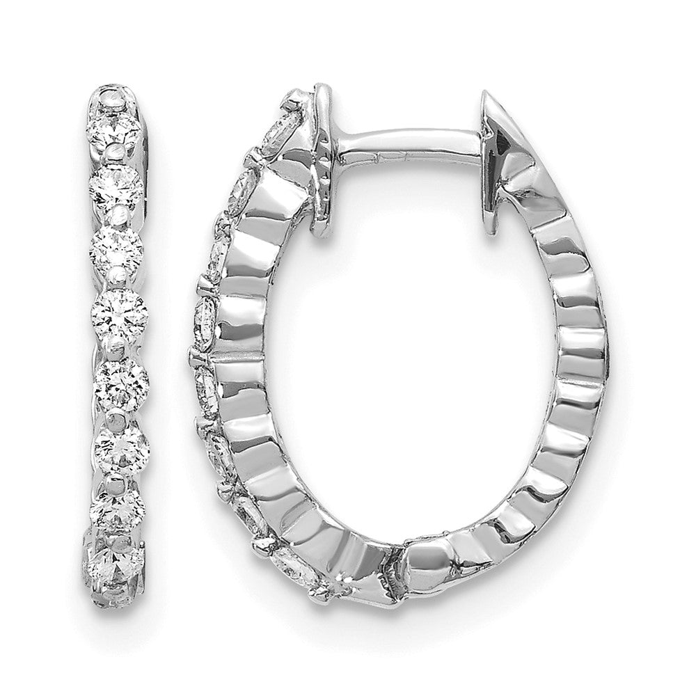 14k White Gold 1/4 carat AA Diamond Hinged Hoop Earrings