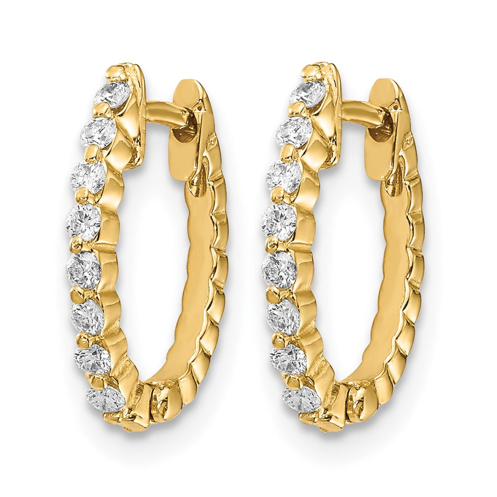 14k 1/4 carat AA Diamond Hinged Hoop Earrings
