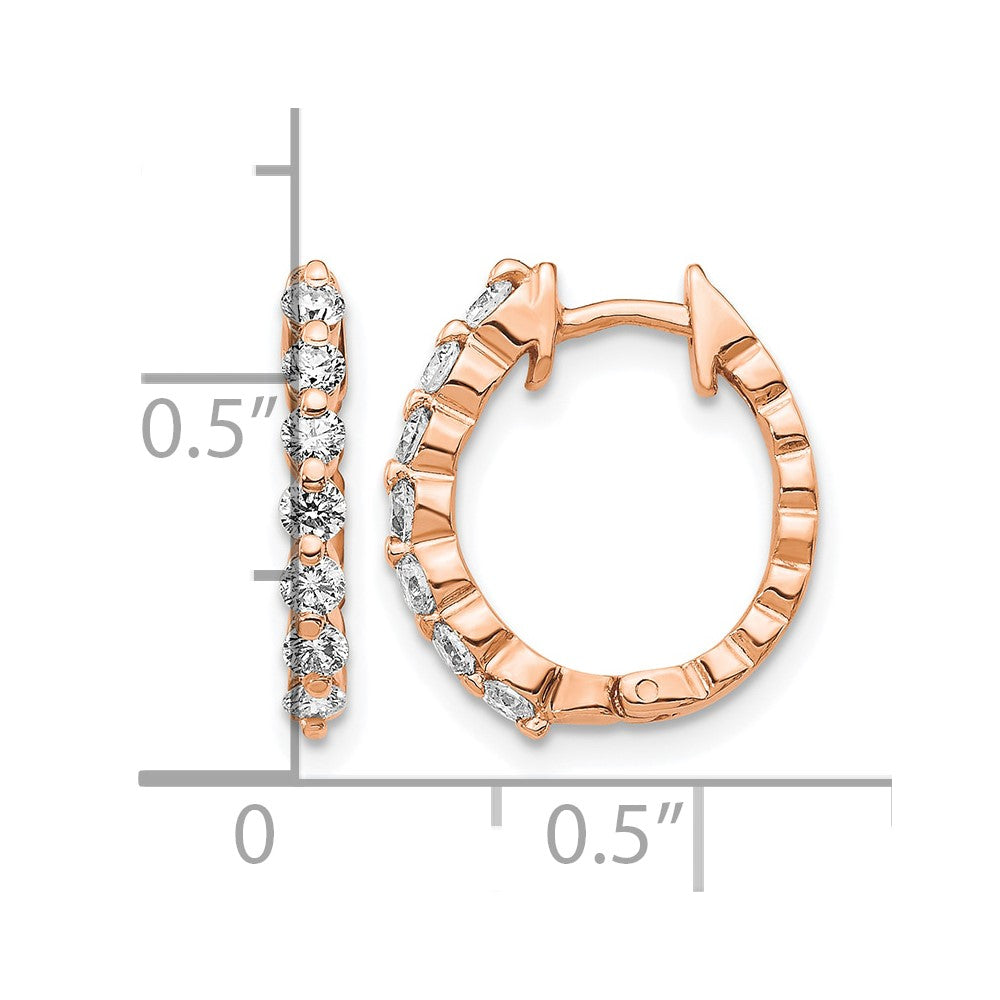 14k Rose Gold 1/2 carat AA Diamond Hinged Hoop Earrings