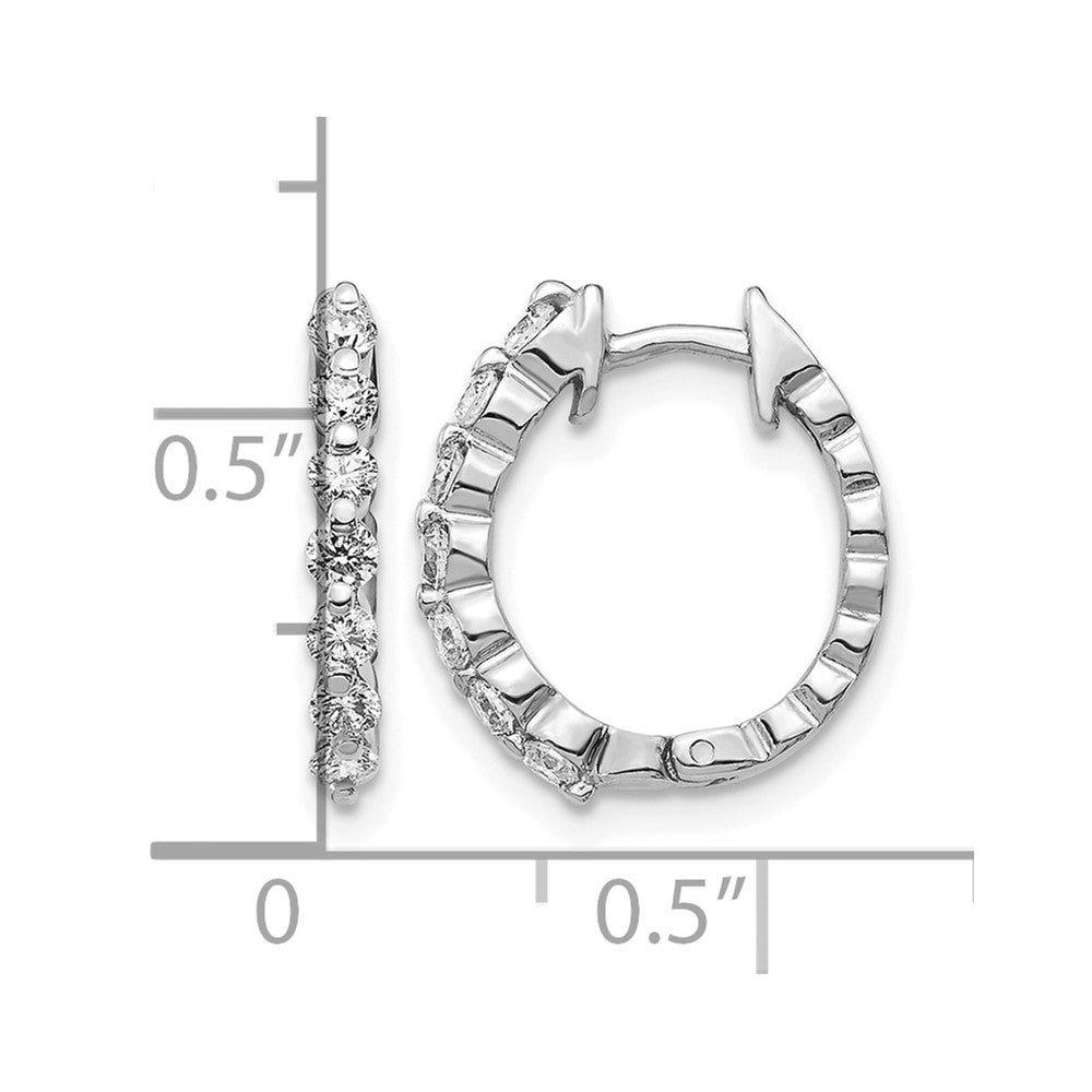 14k White Gold 1/2 carat AA Diamond Hinged Hoop Earrings
