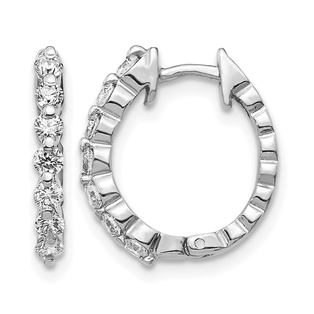 14k White Gold 1/2 carat AA Diamond Hinged Hoop Earrings