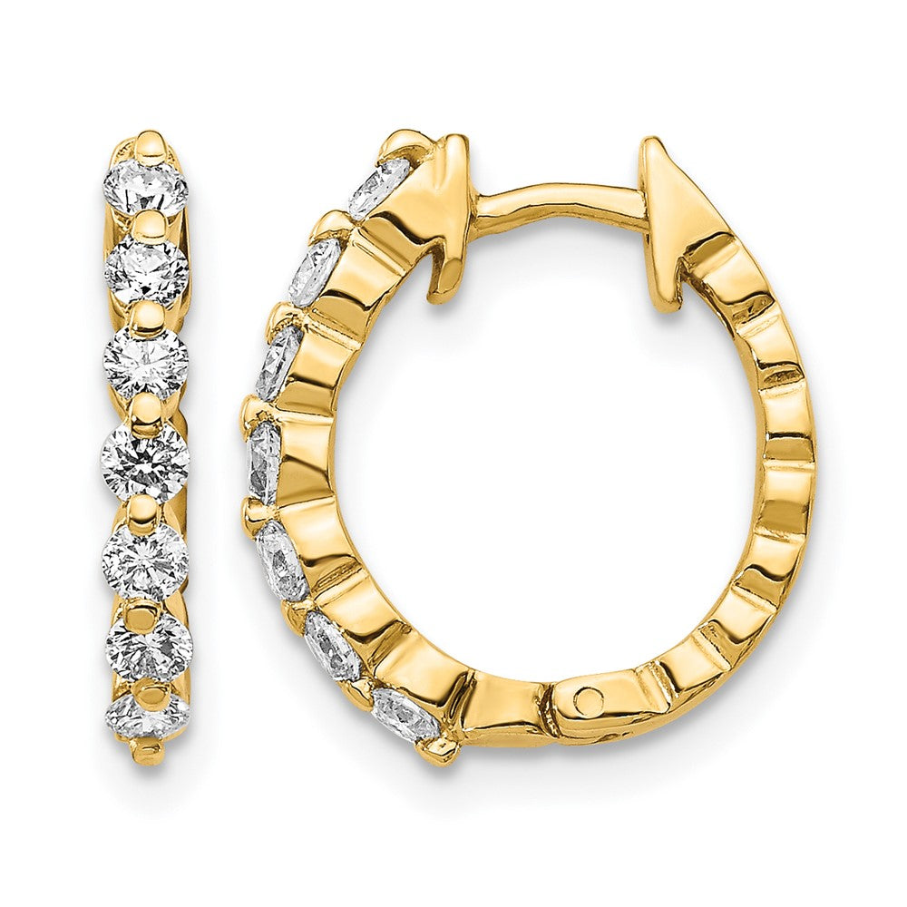 14k 1/2 carat AA Diamond Hinged Hoop Earrings