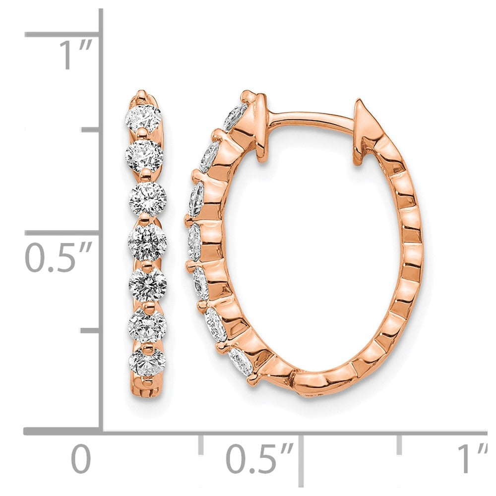14k Rose Gold 3/4 carat AA Diamond Hinged Hoop Earrings