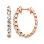 14k Rose Gold 3/4 carat AA Diamond Hinged Hoop Earrings