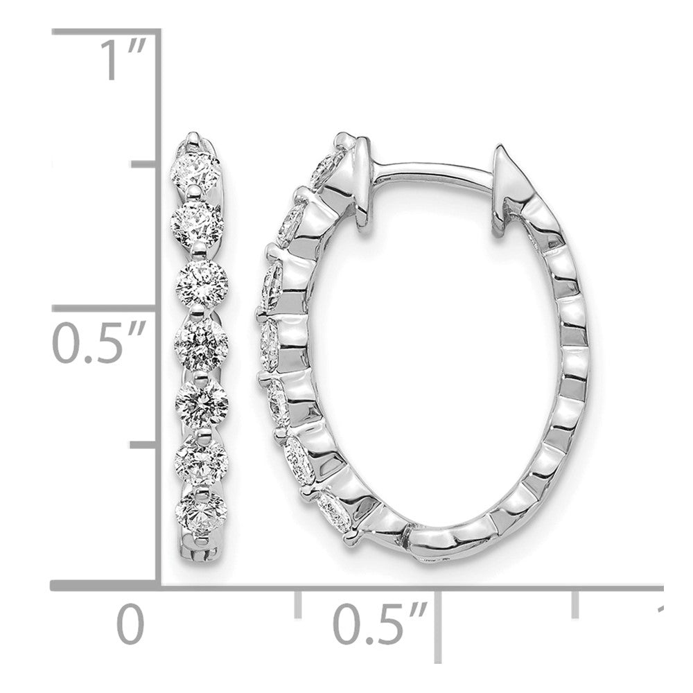 14k White Gold 3/4 carat AA Diamond Hinged Hoop Earrings