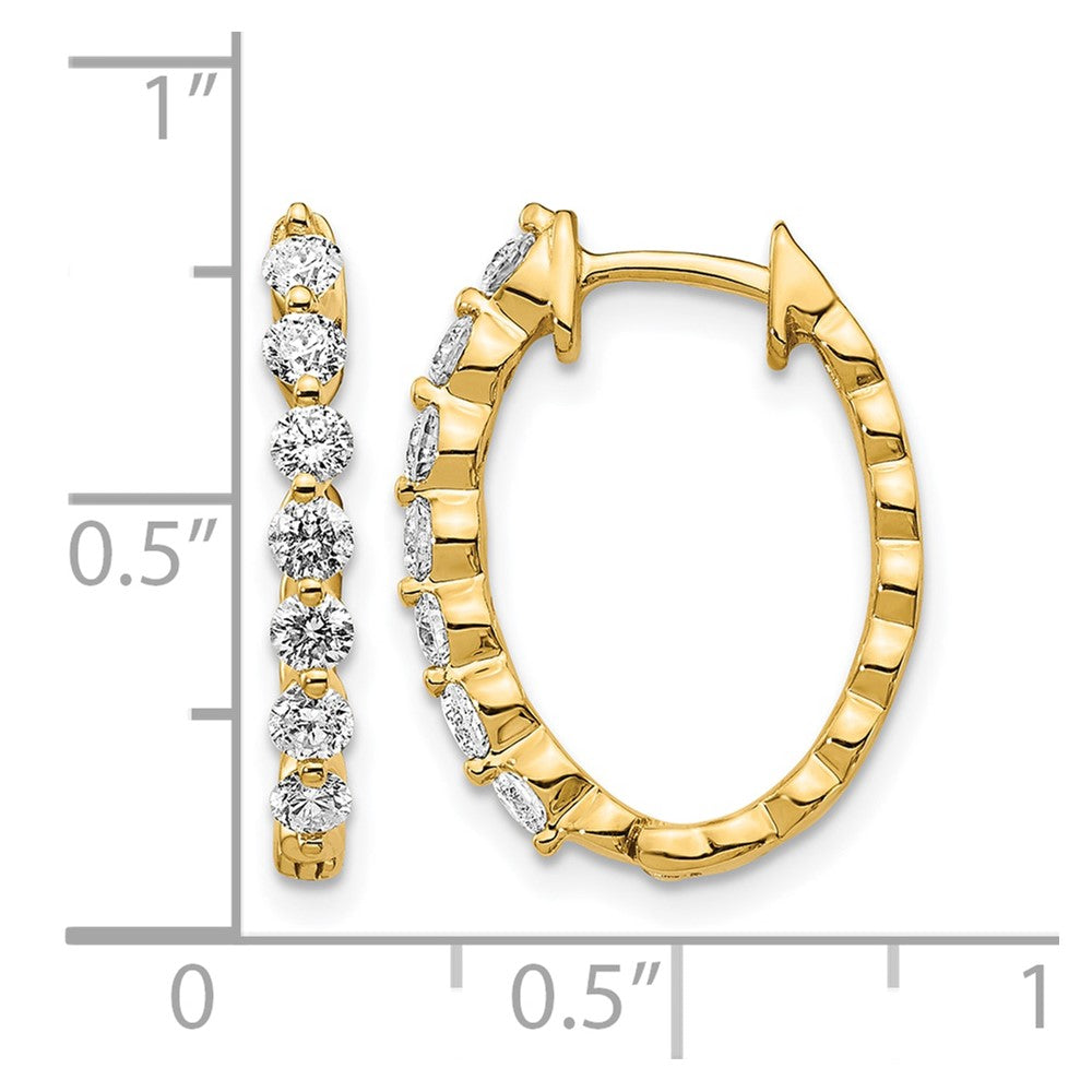 14k 3/4 carat AA Diamond Hinged Hoop Earrings