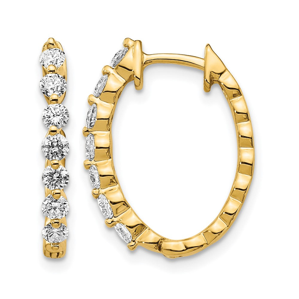 14k 3/4 carat AA Diamond Hinged Hoop Earrings