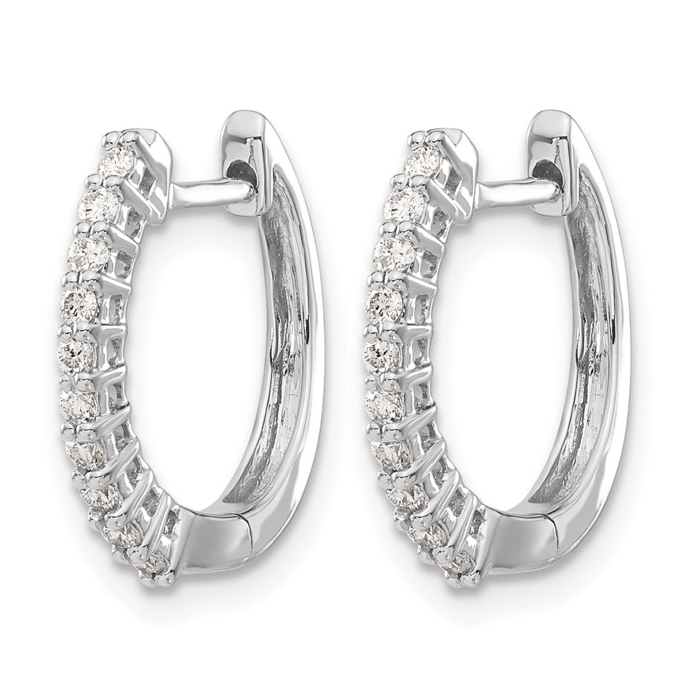 14k White Gold 1/4 carat Diamond Hinged Hoop Earrings