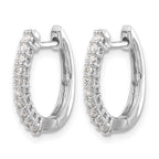 14k White Gold 1/4 carat Diamond Hinged Hoop Earrings