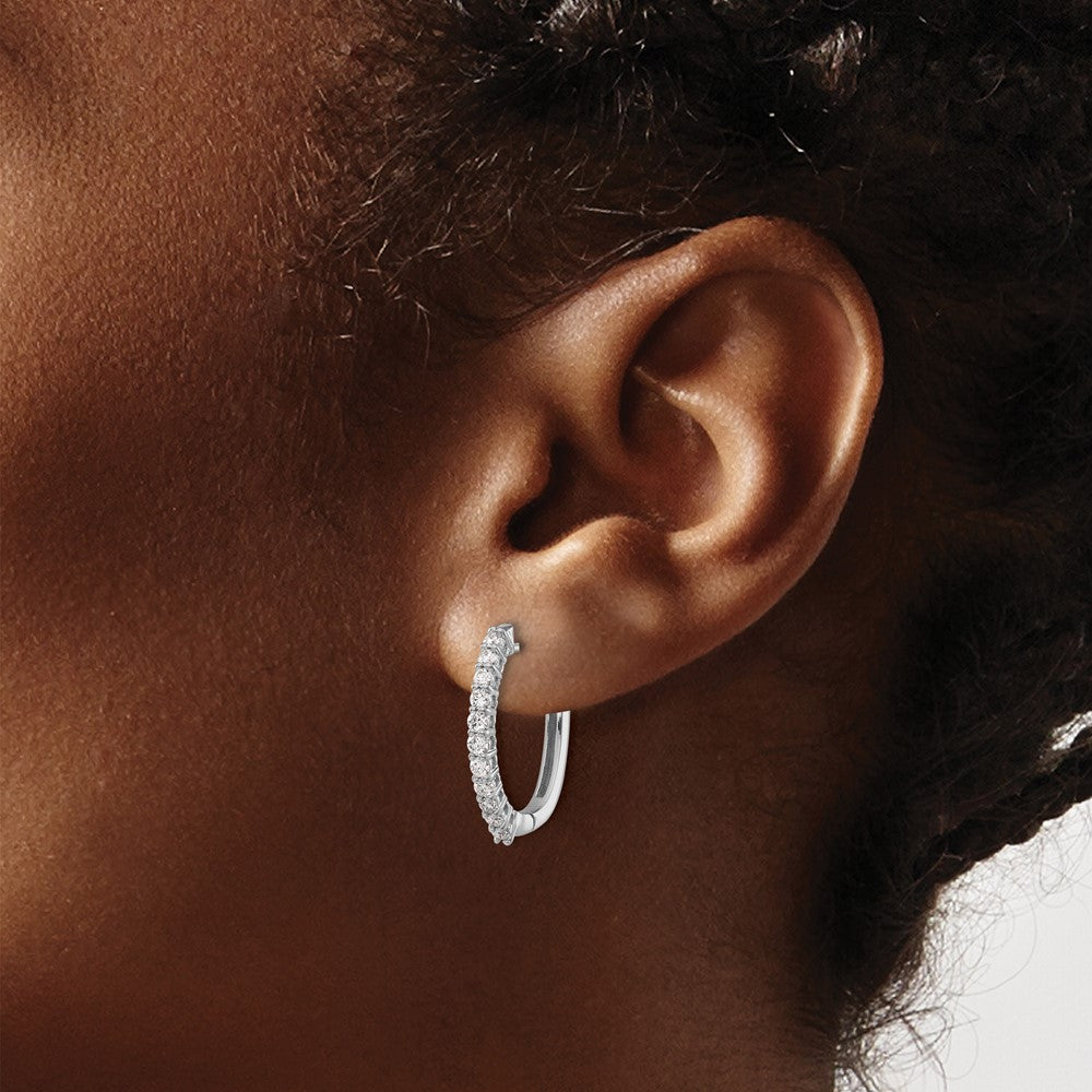 14k White Gold 1/2 carat Diamond Hinged Hoop Earrings
