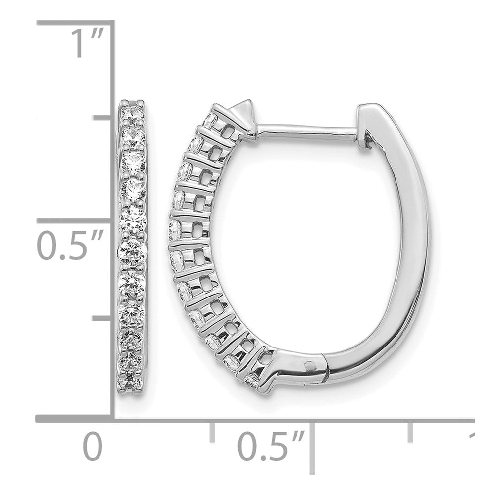 14k White Gold 1/2 carat Diamond Hinged Hoop Earrings