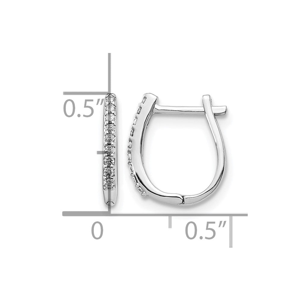14k White Gold 1/10 carat Diamond Hinged Hoop Earrings