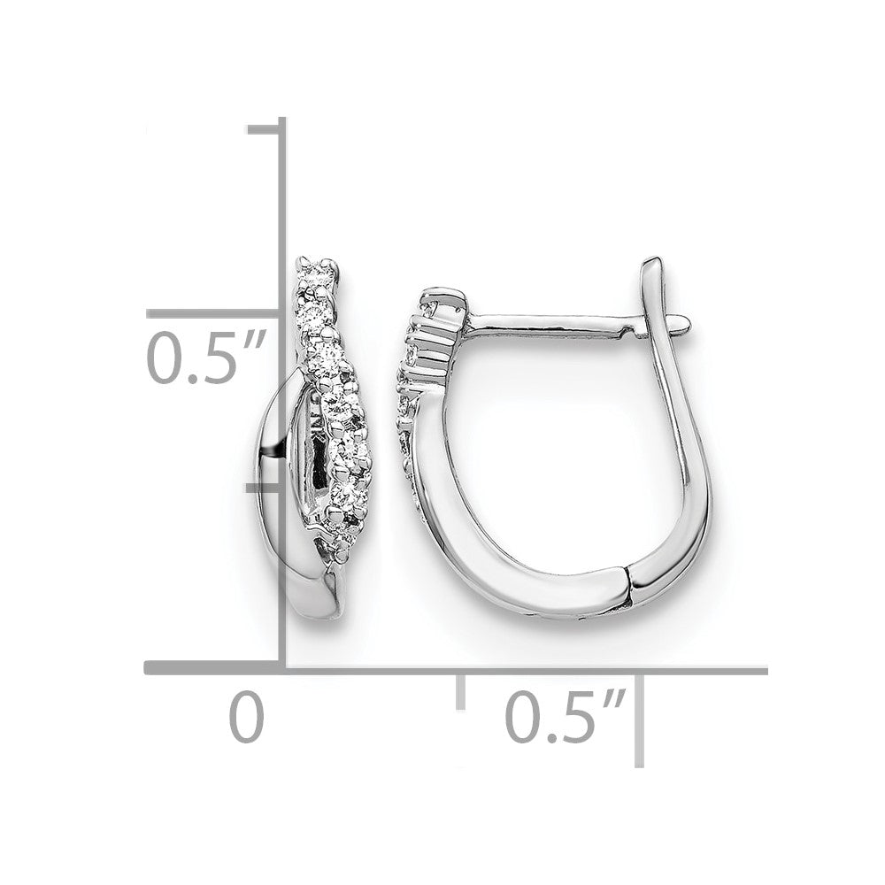 14k White Gold 1/8 carat Diamond Wave Hinged Earrings