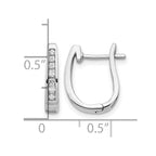 14k White Gold 1/6 carat Diamond Channel-set 3mm Hinged Hoop Earrings