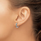 14k White Gold 1/6 carat Blue Diamond Channel-set 3mm Hinged Hoop Earrings