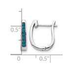 14k White Gold 1/6 carat Blue Diamond Channel-set 3mm Hinged Hoop Earrings