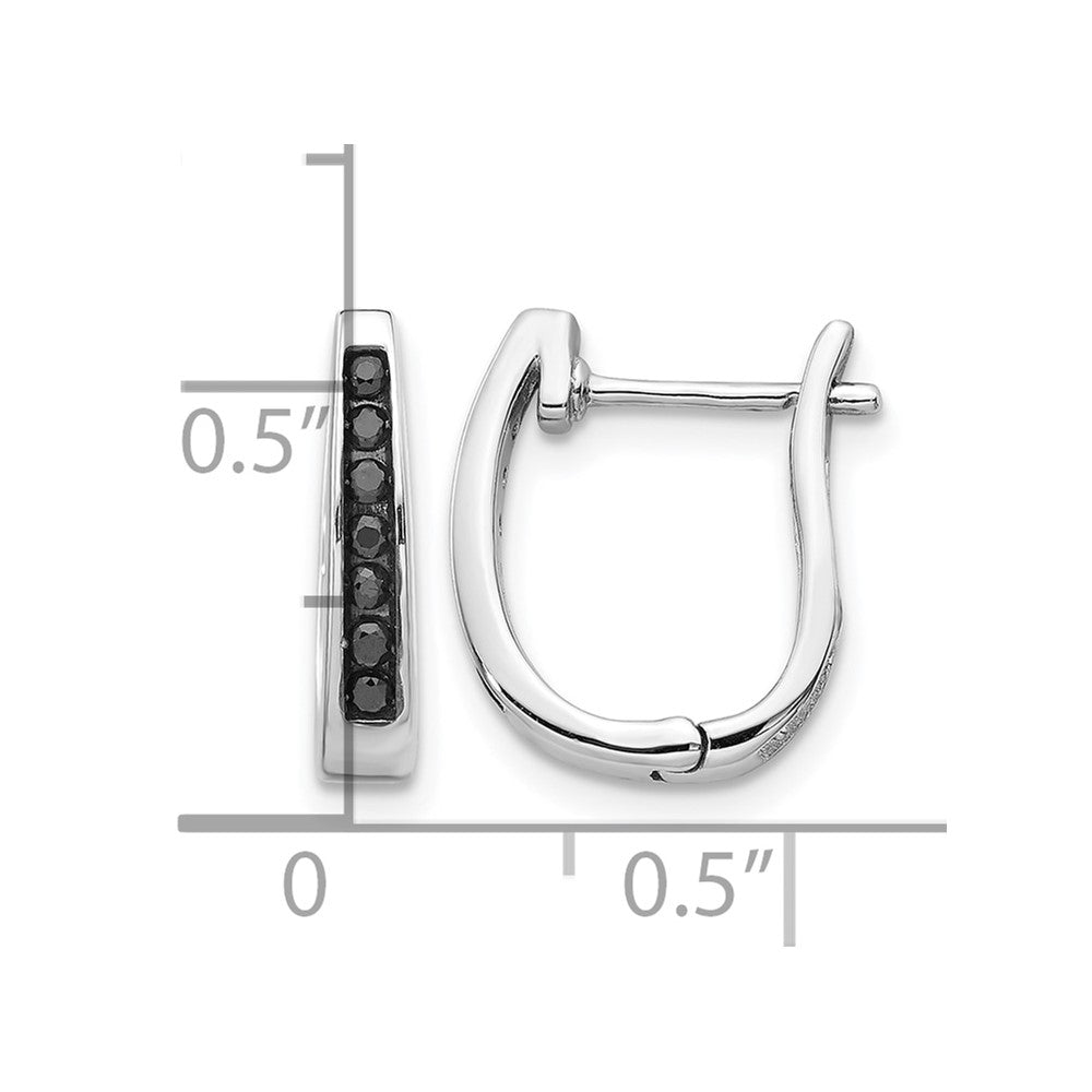 14k White Gold 1/6 carat Black Diamond Channel-set 3mm Hinged Hoop Earrings